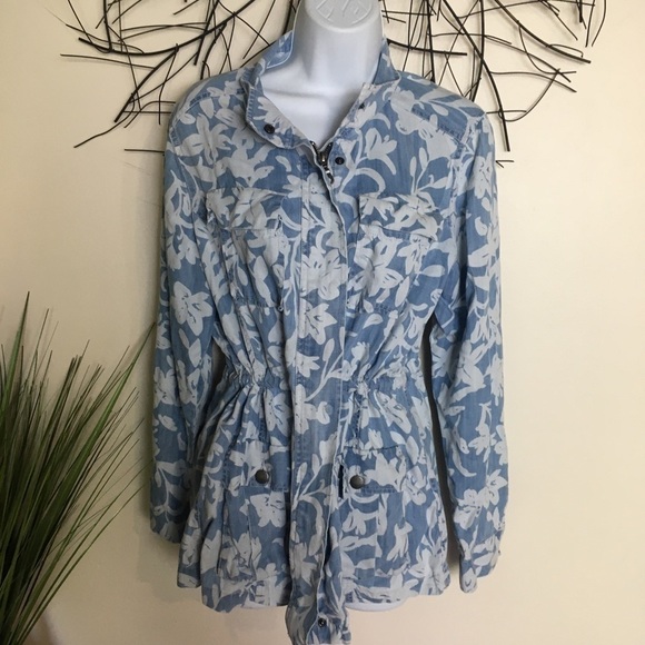 Draw strings floral soft jacket FOXCROFT blue - Picture 3 of 8